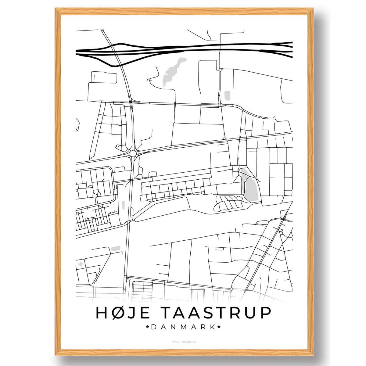 Høje-Taastrup by plakat - hvid (Størrelse: L - 50x70cm (B2))