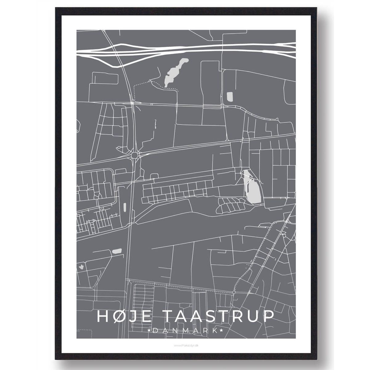 Høje-Taastrup by plakat - grå (Størrelse: L - 50x70cm (B2))