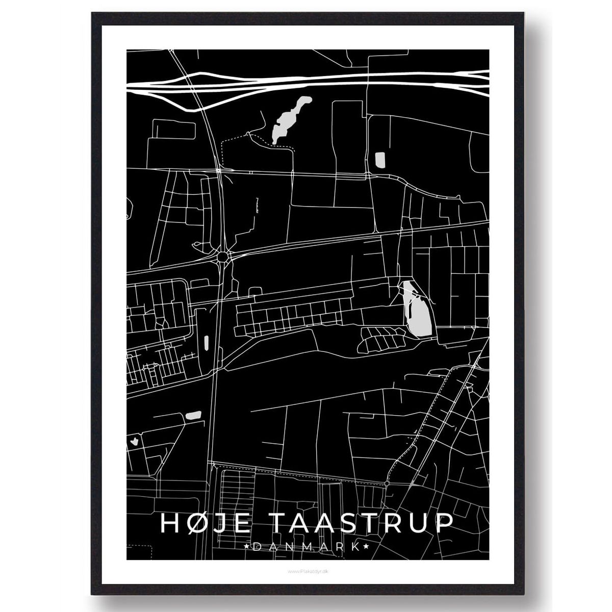 Høje-Taastrup by plakat - sort (Størrelse: L - 50x70cm (B2))