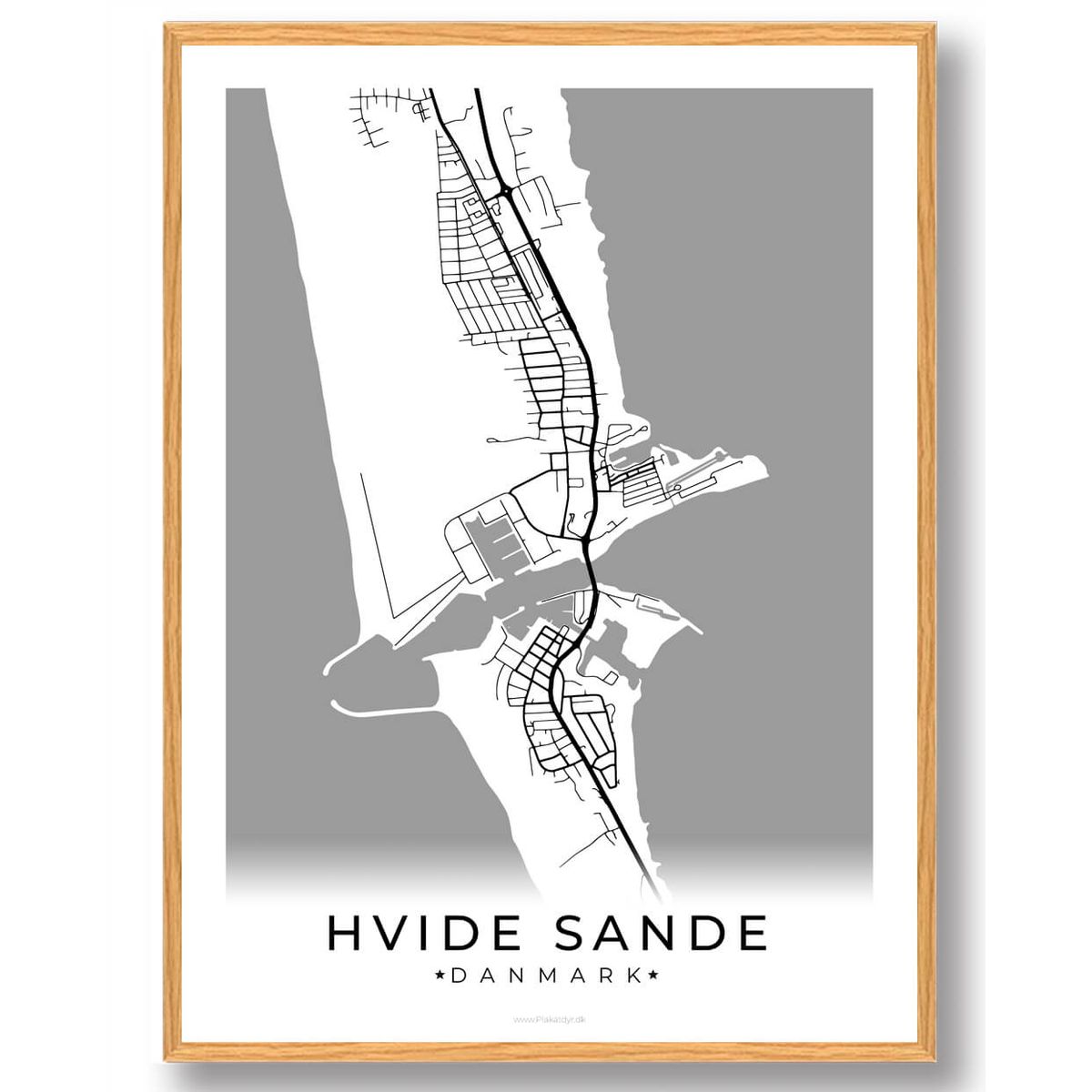 Hvide Sande by plakat - hvid (Størrelse: L - 50x70cm (B2))