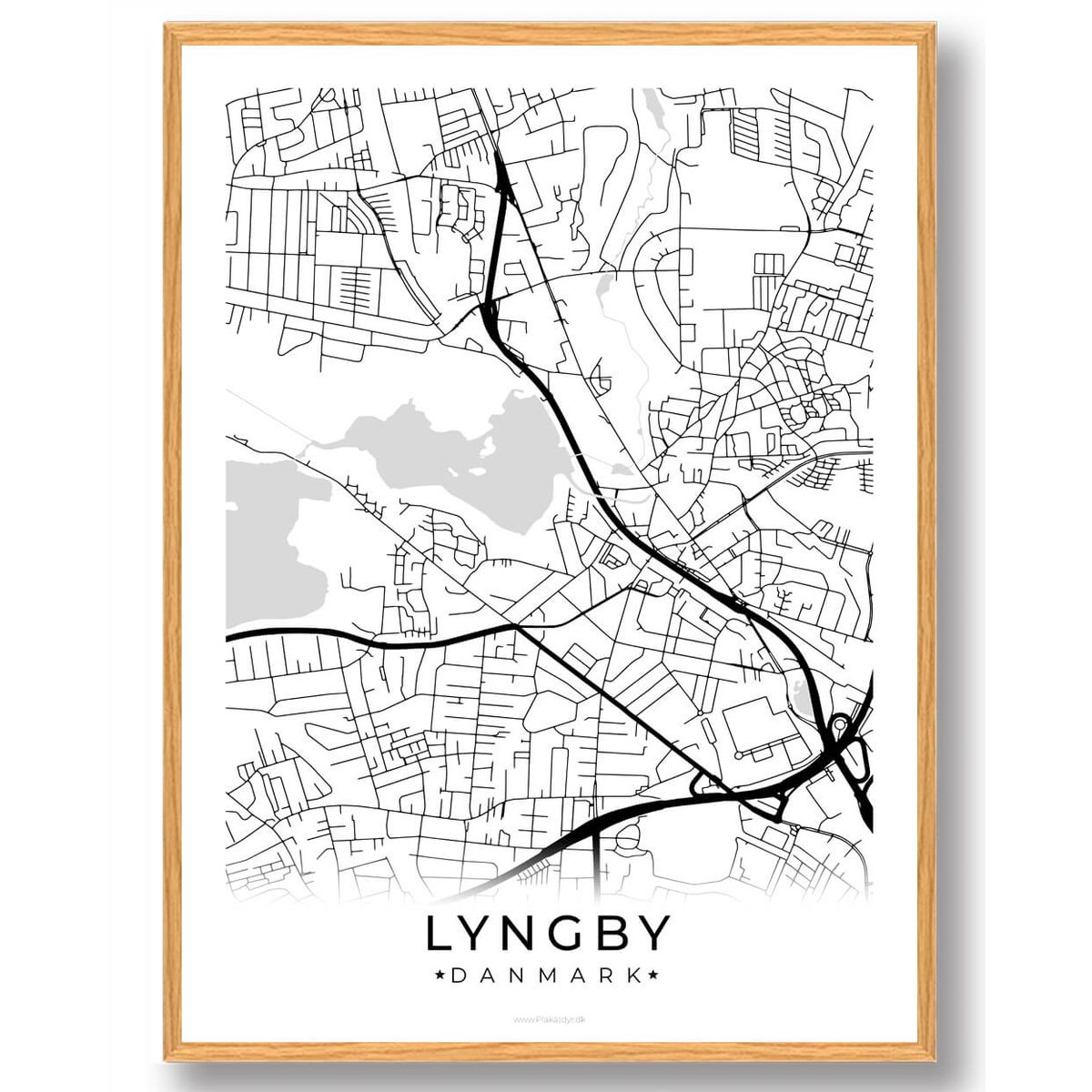 Lyngby by plakat - hvid (Størrelse: L - 50x70cm (B2))