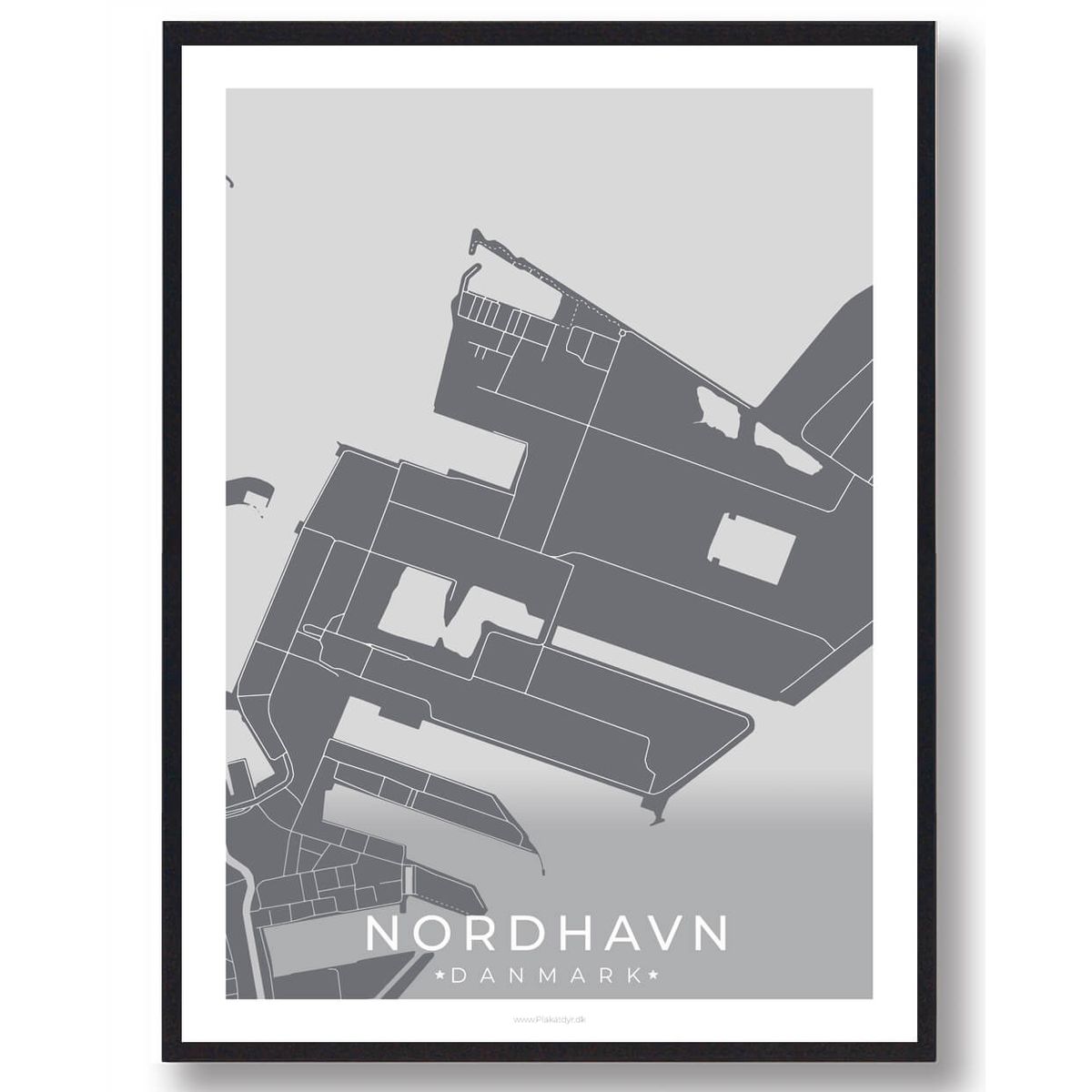 Nordhavn by plakat - grå (Størrelse: L - 50x70cm (B2))