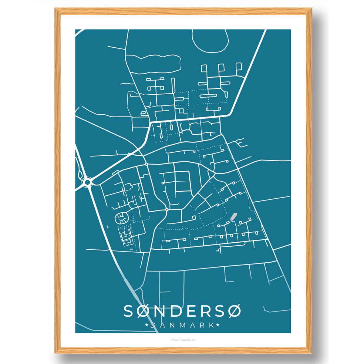 Søndersø by plakat - blå (Størrelse: L - 50x70cm (B2))