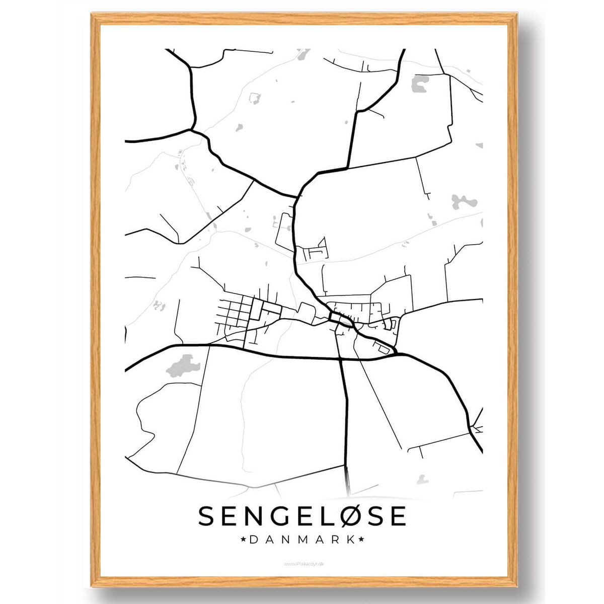 Sengeløse by plakat - hvid (Størrelse: L - 50x70cm (B2))