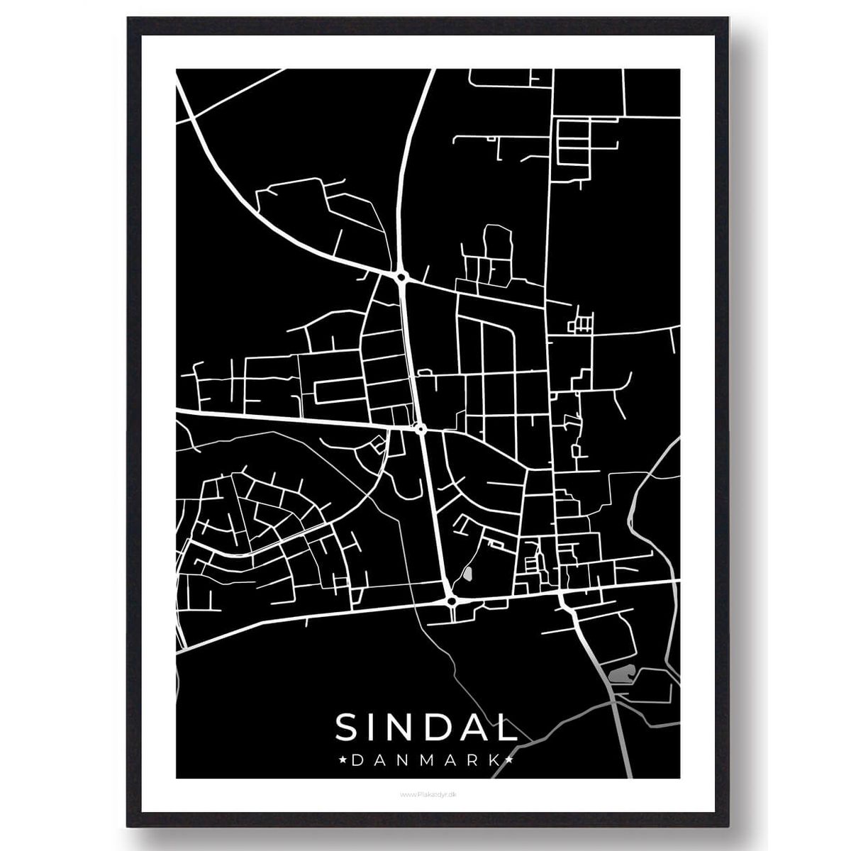 Sindal by plakat - sort (Størrelse: L - 50x70cm (B2))