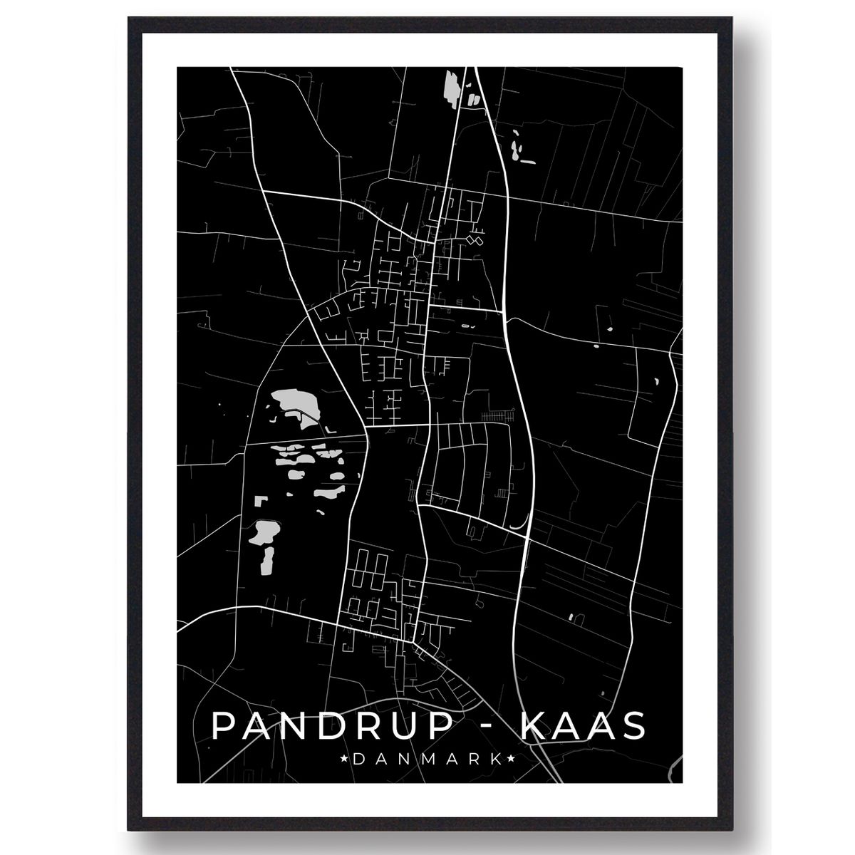 Pandrup - Kaas by plakat - sort (Størrelse: L - 50x70cm (B2))