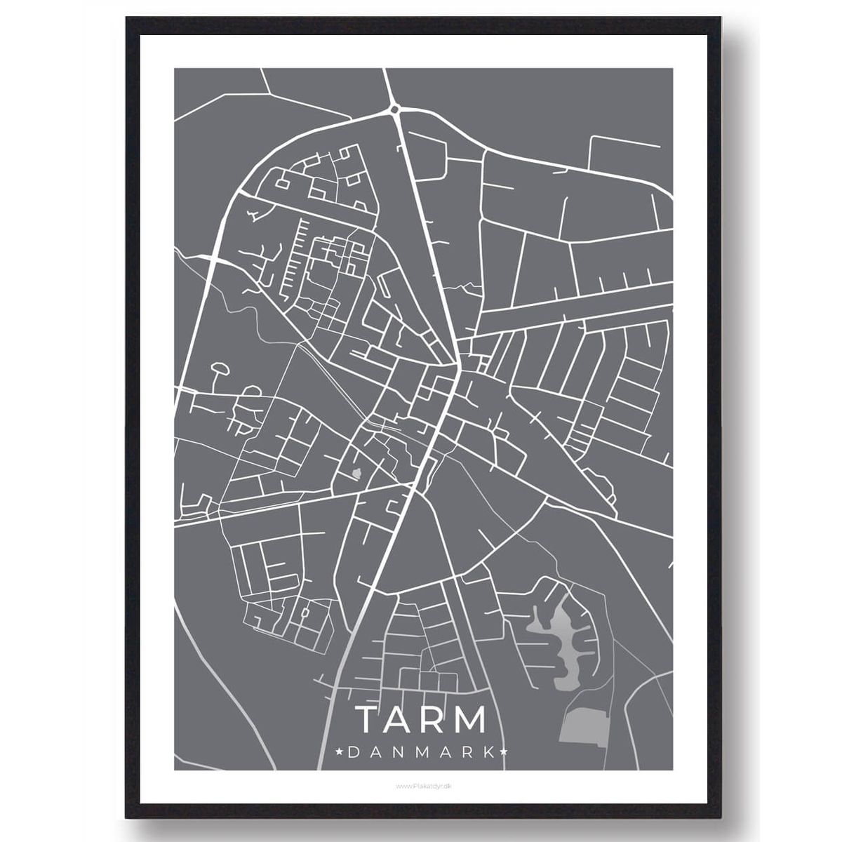 Tarm by plakat - grå (Størrelse: L - 50x70cm (B2))