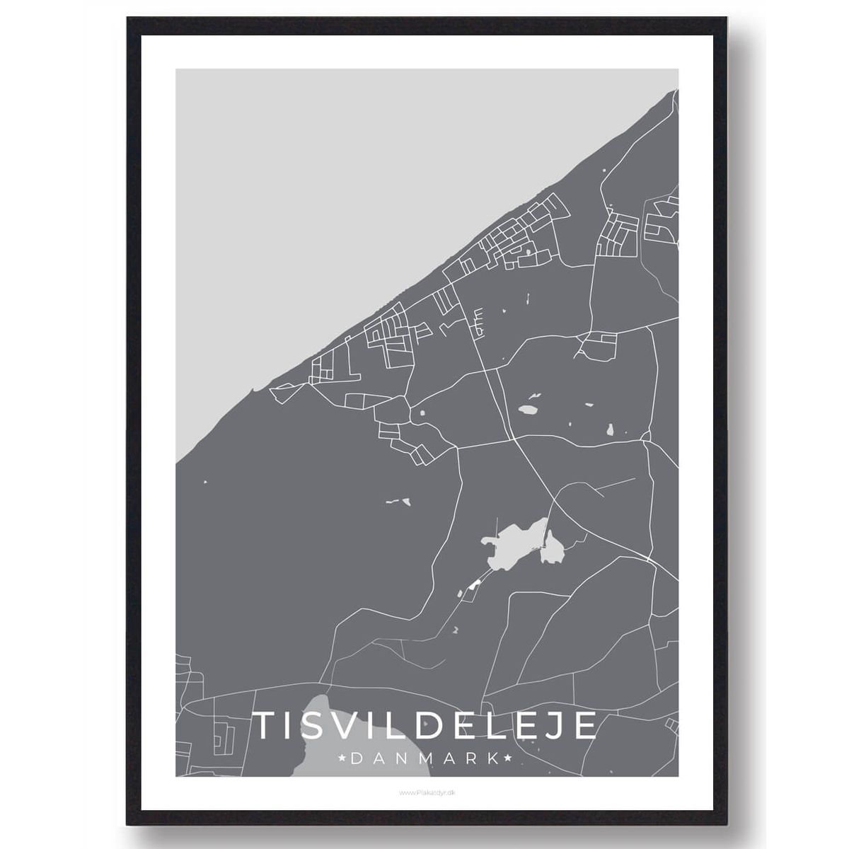 Tisvildeleje by plakat - grå (Størrelse: L - 50x70cm (B2))