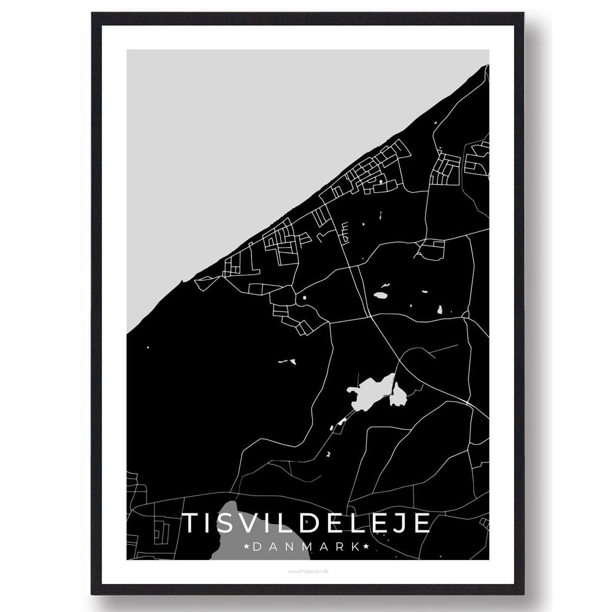 Tisvildeleje by plakat - sort (Størrelse: L - 50x70cm (B2))