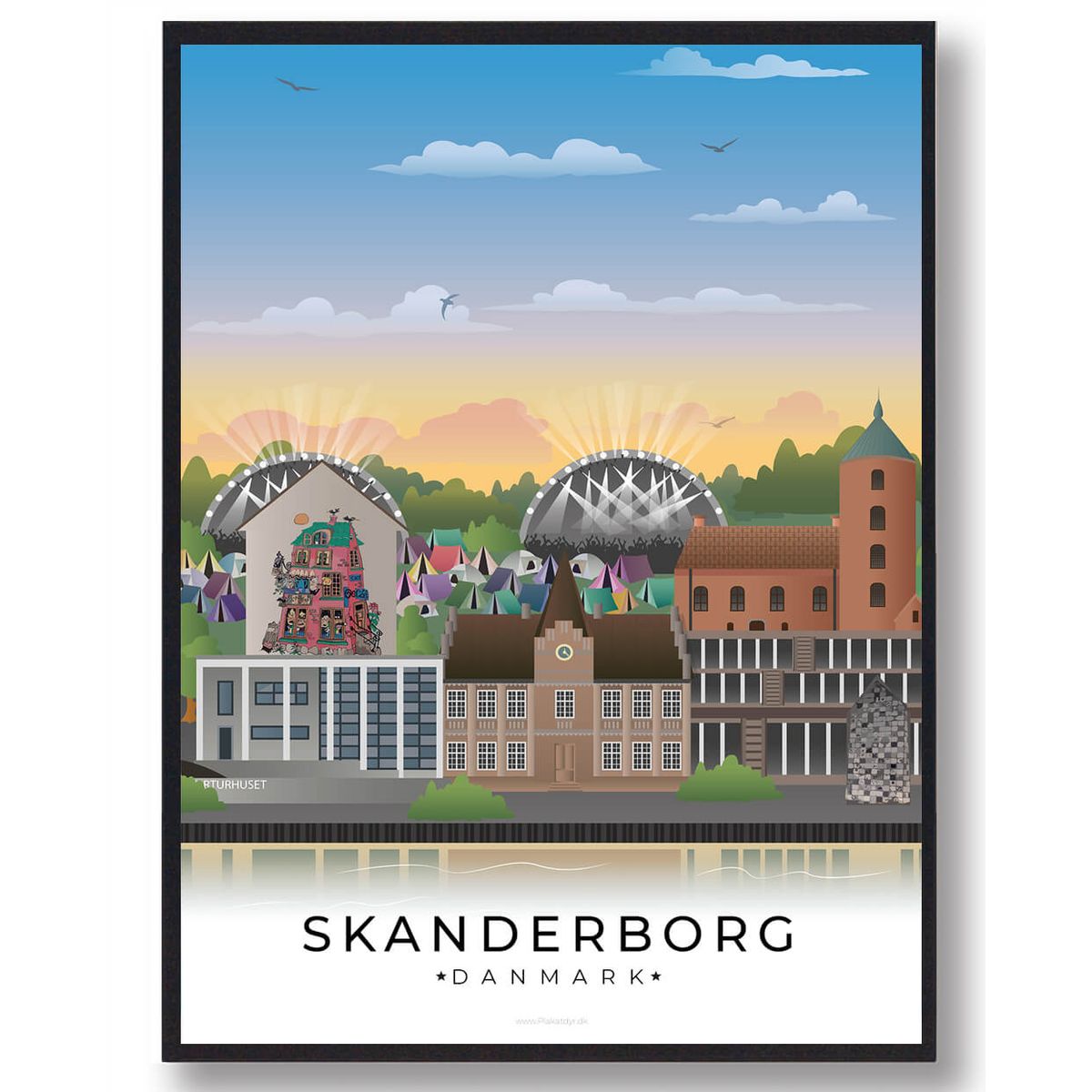 Skanderborg byplakat (RESTPARTI) (Størrelse: L - 50x70cm (B2))