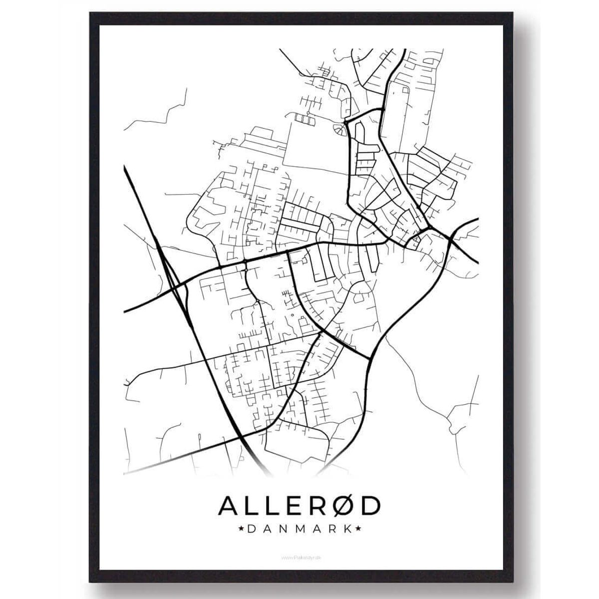 Allerød by plakat - hvid (Størrelse: L - 50x70cm (B2))