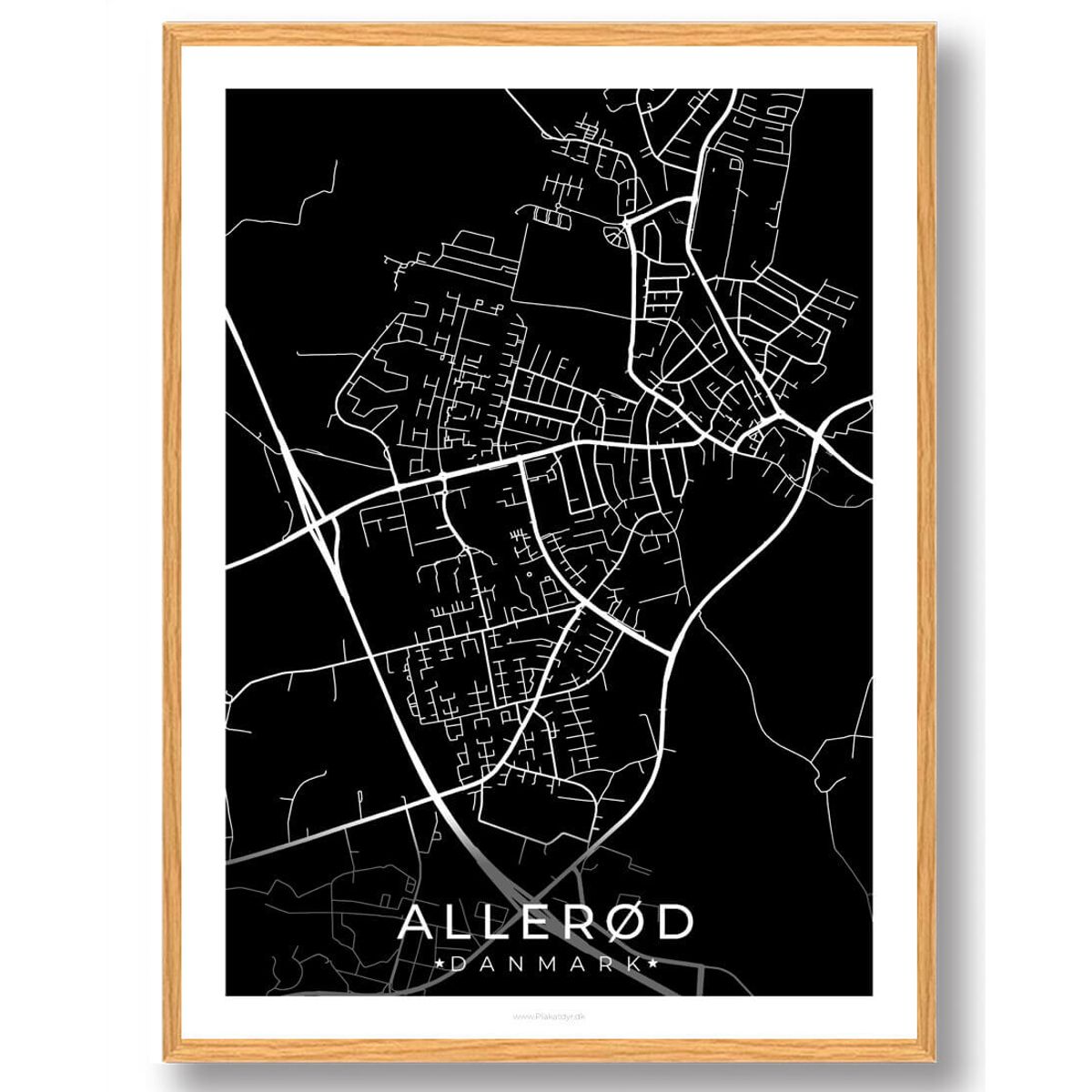 Allerød by plakat - sort (Størrelse: L - 50x70cm (B2))