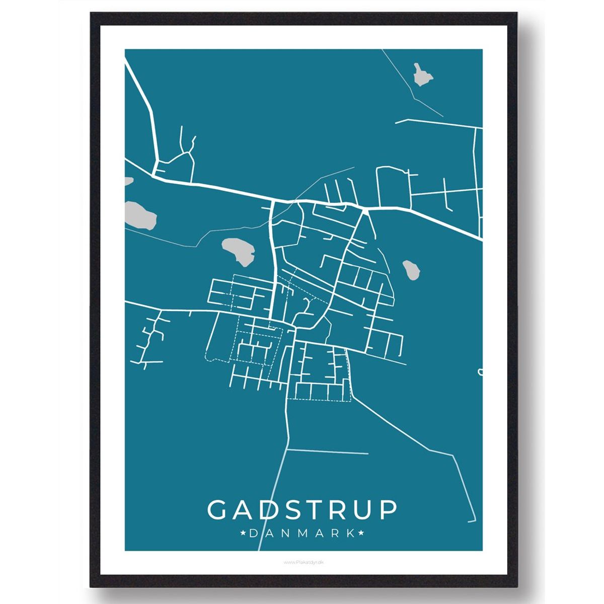 Gadstrup by plakat - blå (Størrelse: L - 50x70cm (B2))