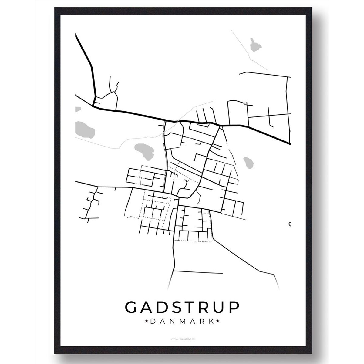 Gadstrup by plakat - hvid (Størrelse: L - 50x70cm (B2))