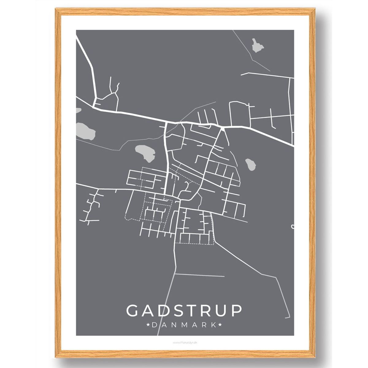 Gadstrup by plakat - grå (Størrelse: L - 50x70cm (B2))