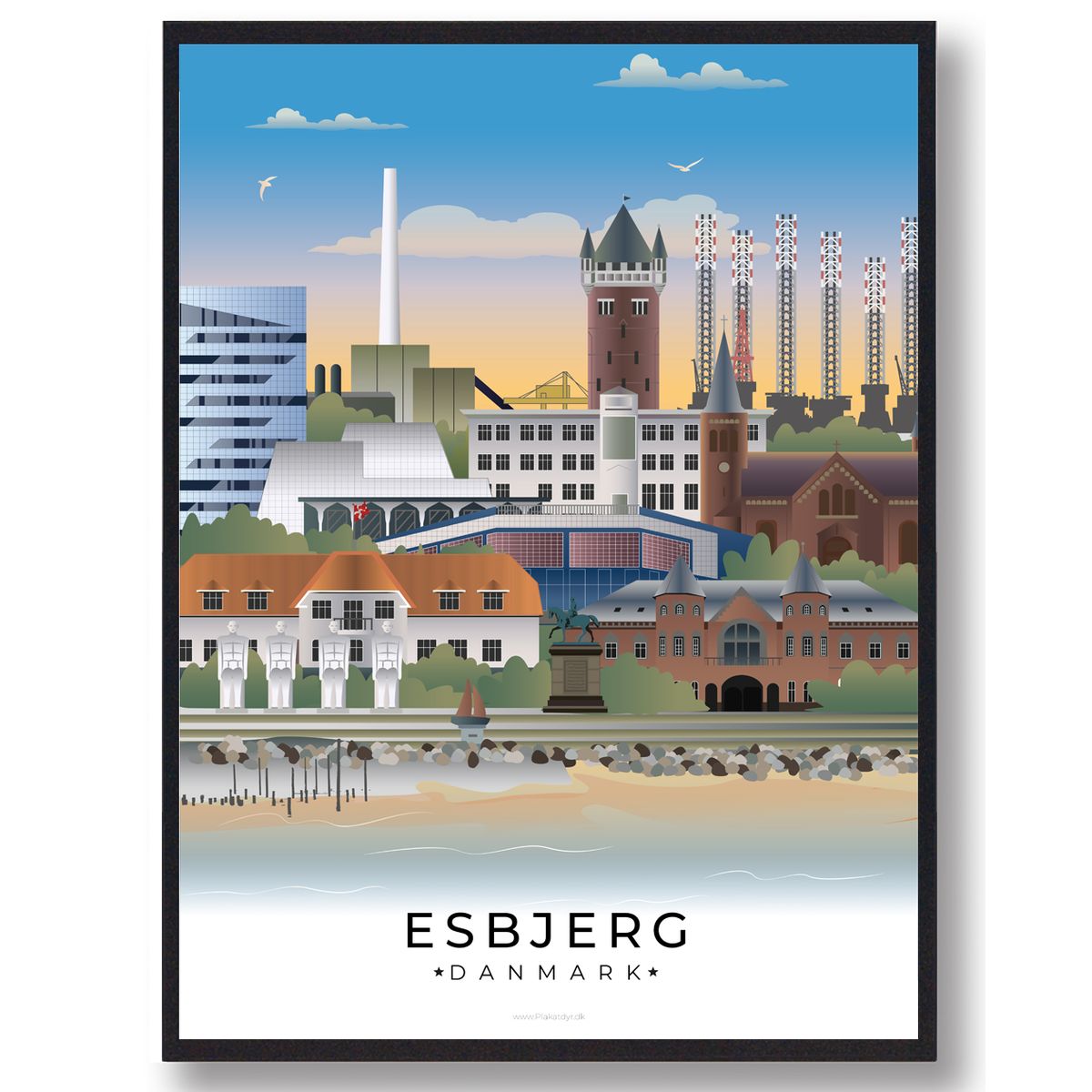 Esbjerg byplakat (RESTPARTI) (Størrelse: M - 30x40cm)