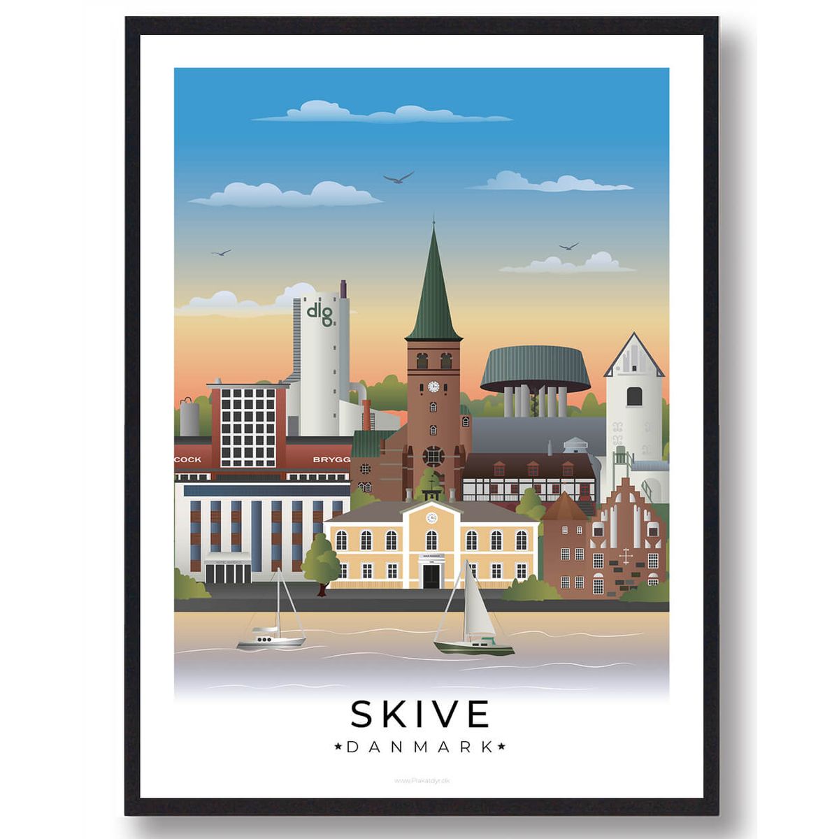 Skive plakat med hvid kant (RESTPARTI) (Størrelse: M - 30x40cm)