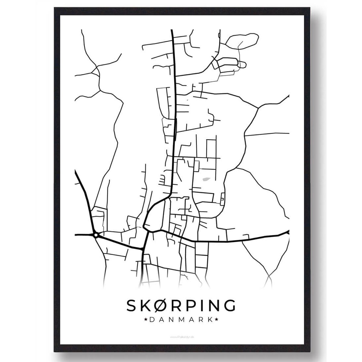 Skørping byplakat - hvid (Størrelse: L - 50x70cm (B2))