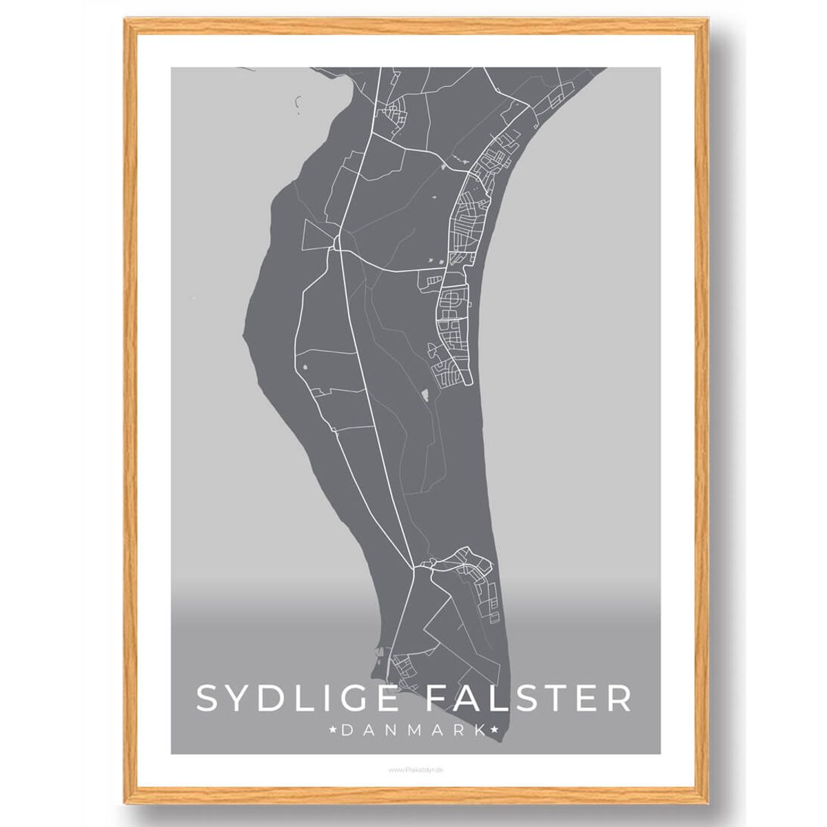 Sydlige Falster plakat - grå (Størrelse: L - 50x70cm (B2))