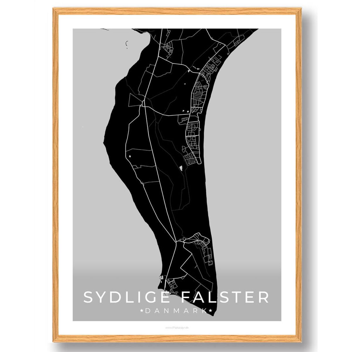 Sydlige Falster plakat - sort (Størrelse: L - 50x70cm (B2))