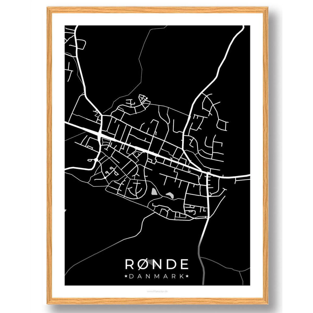 Rønde by plakat - sort (Størrelse: L - 50x70cm (B2))