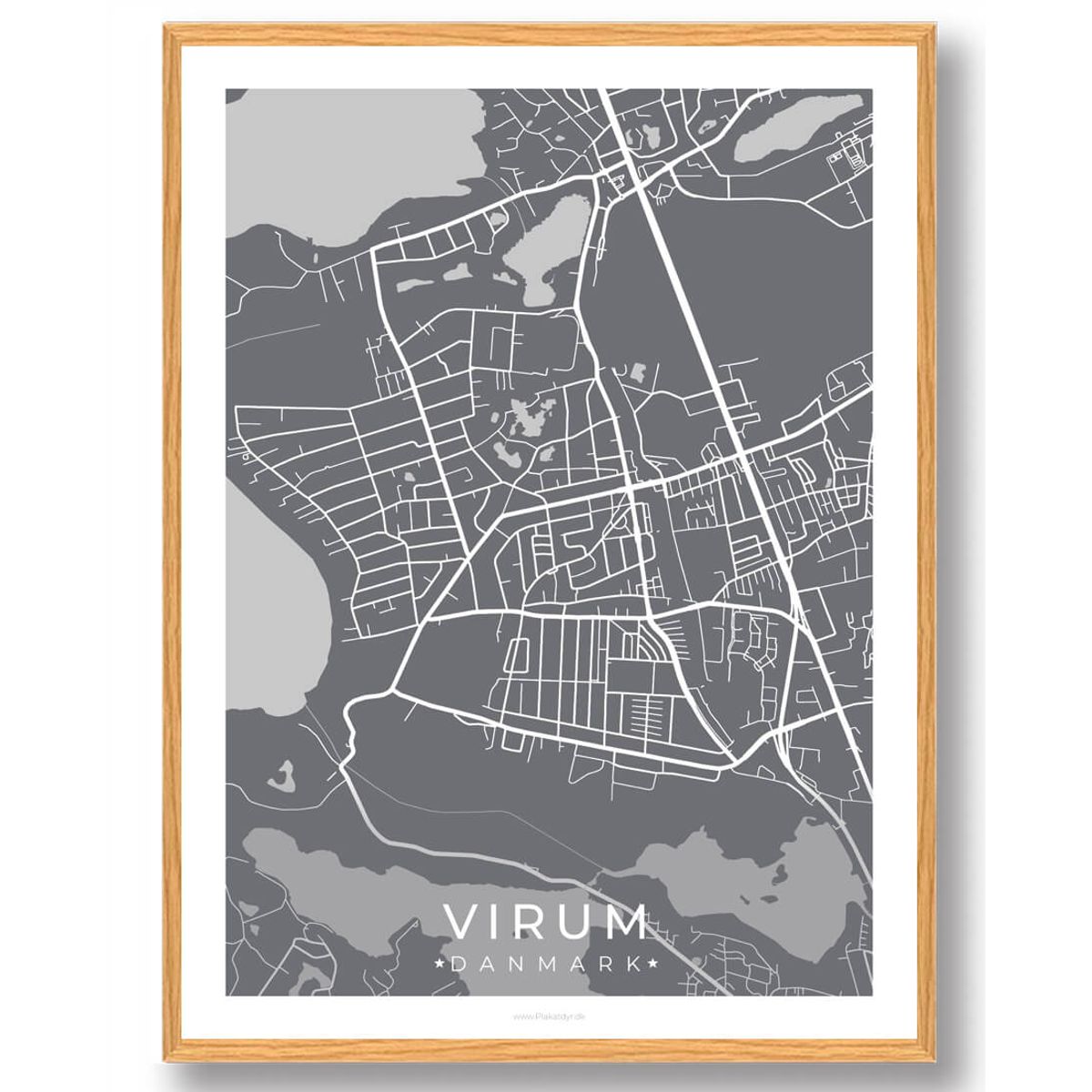 Virum by plakat - grå (Størrelse: L - 50x70cm (B2))