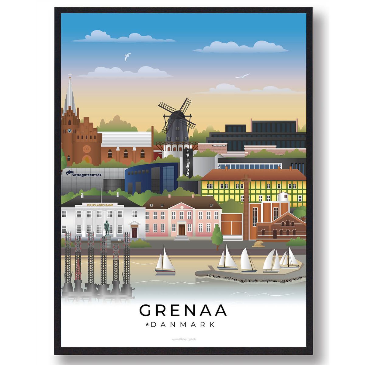 Grenaa byplakat (RESTPARTI) (Størrelse: L - 50x70cm (B2))