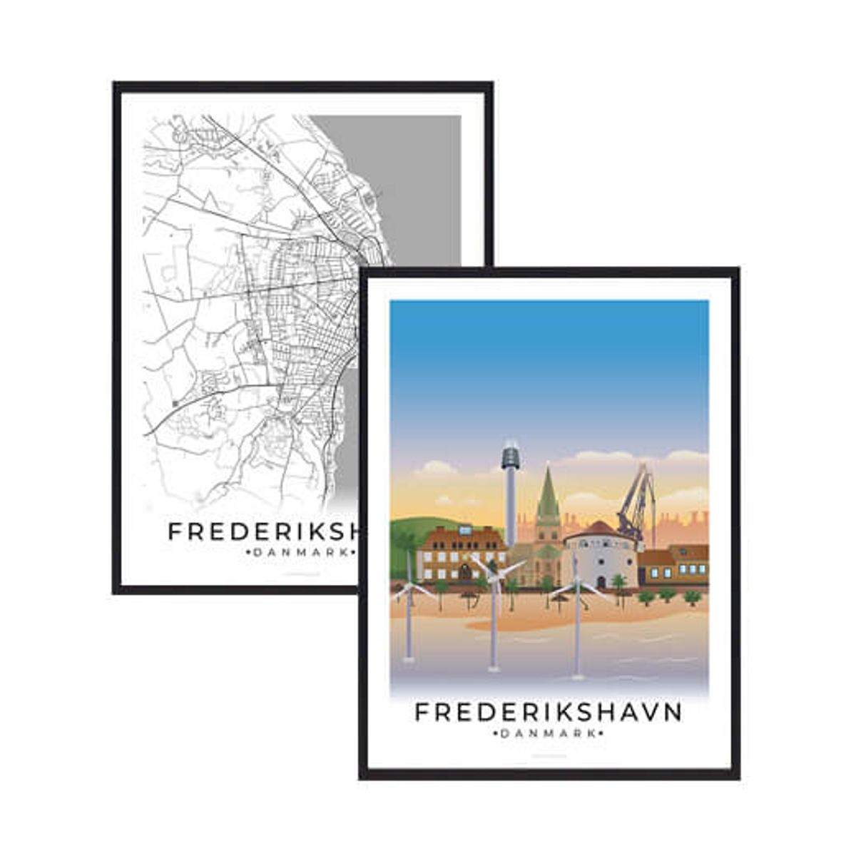 Frederikshavn byplakatsæt (Størrelse: M - 30x40cm)