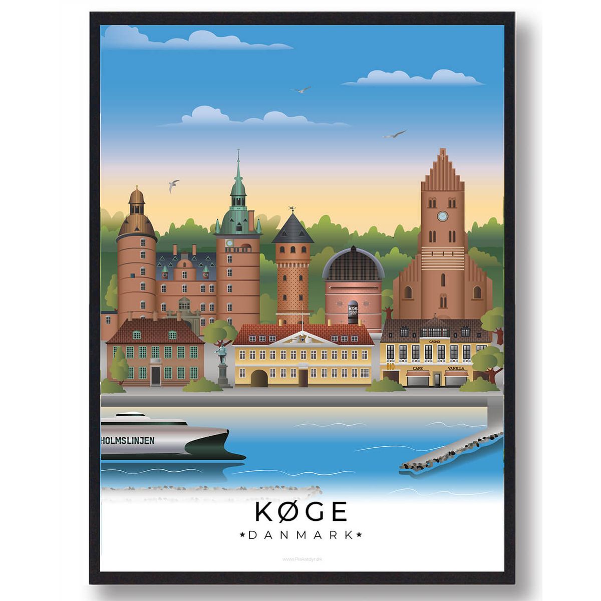 Køge byplakat (RESTPARTI) (Størrelse: M - 30x40cm)