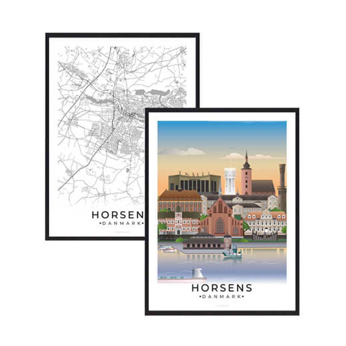 Horsens byplakatsæt (Størrelse: M - 30x40cm)