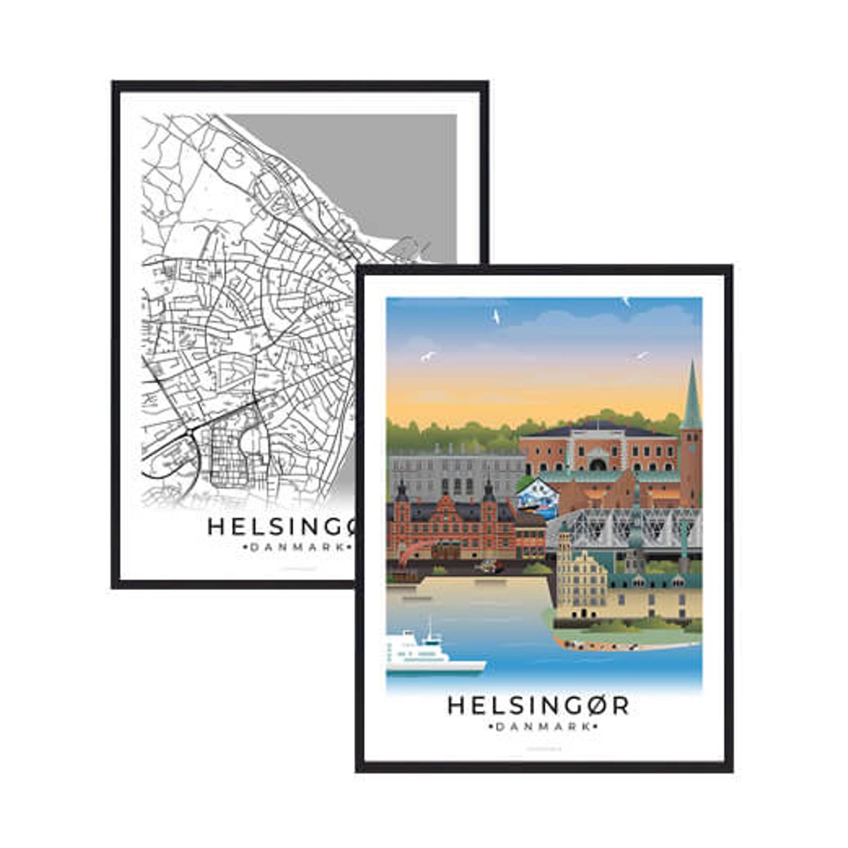 Helsingør byplakatsæt (Størrelse: L - 50x70cm (B2))