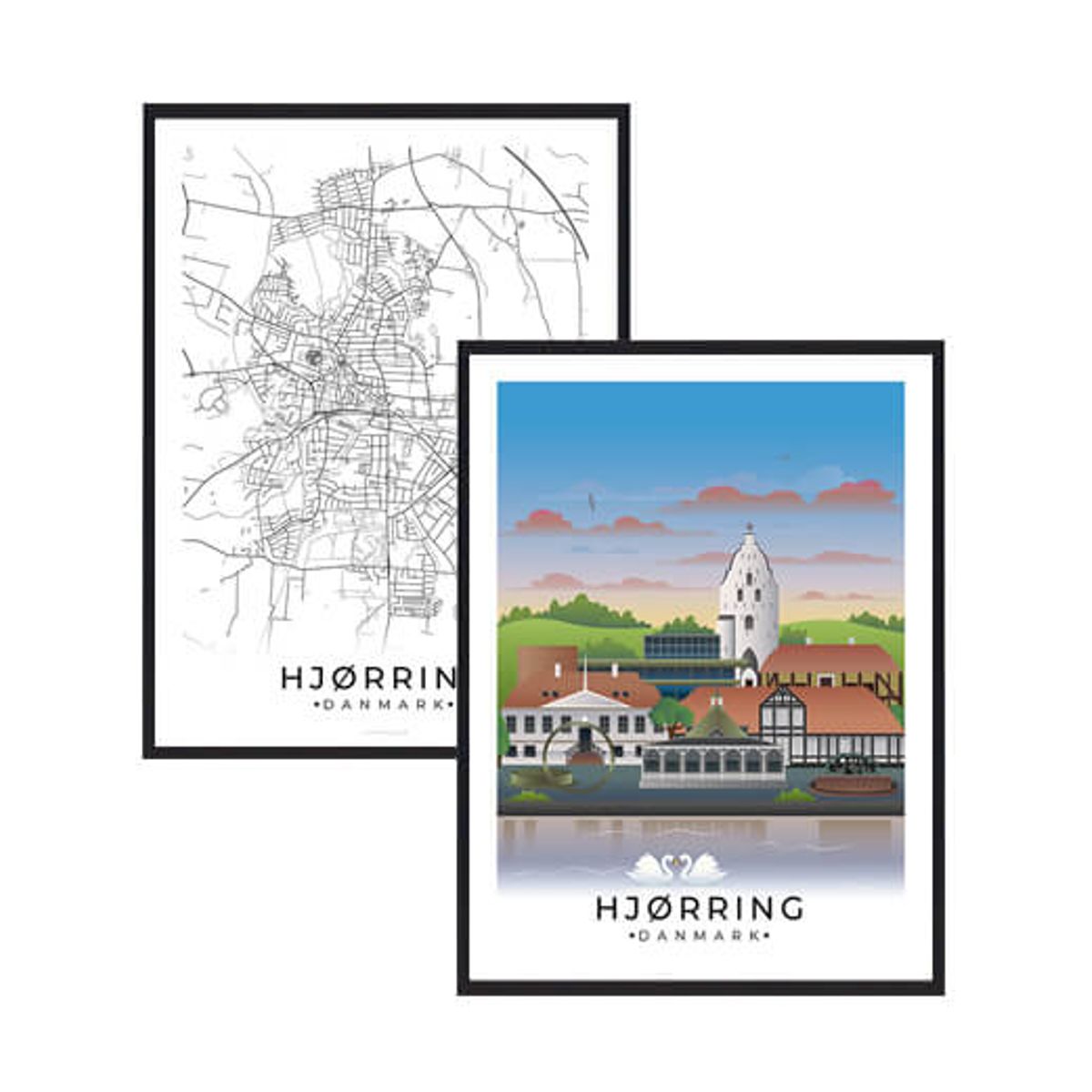 Hjørring byplakatsæt (Størrelse: L - 50x70cm (B2))