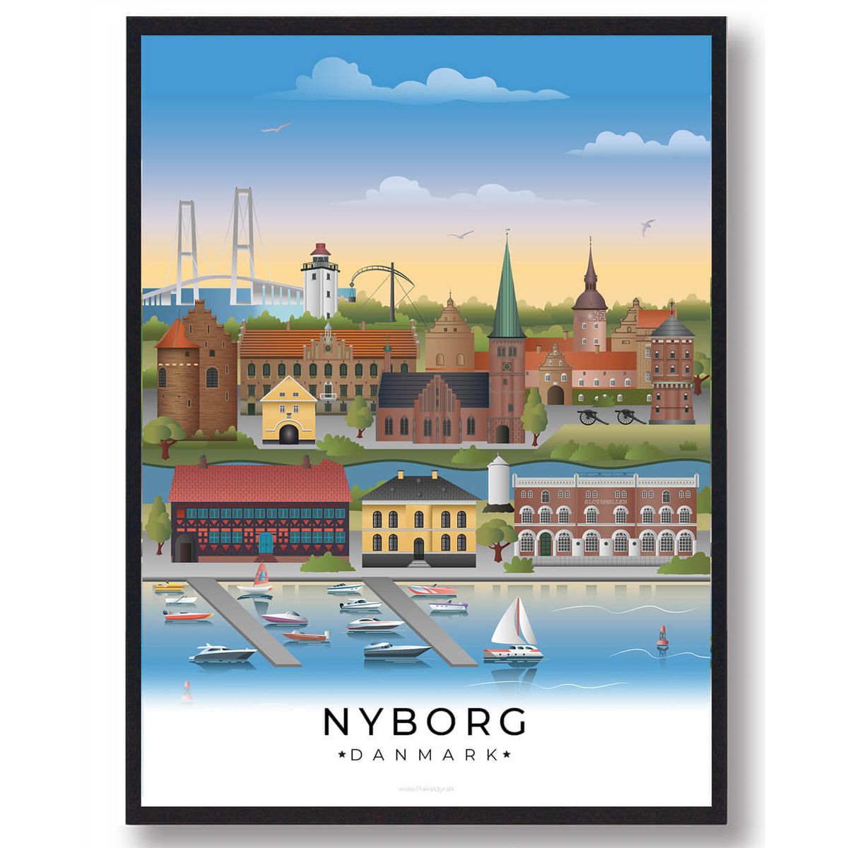 Nyborg byplakat (RESTPARTI) (Størrelse: L - 50x70cm (B2))