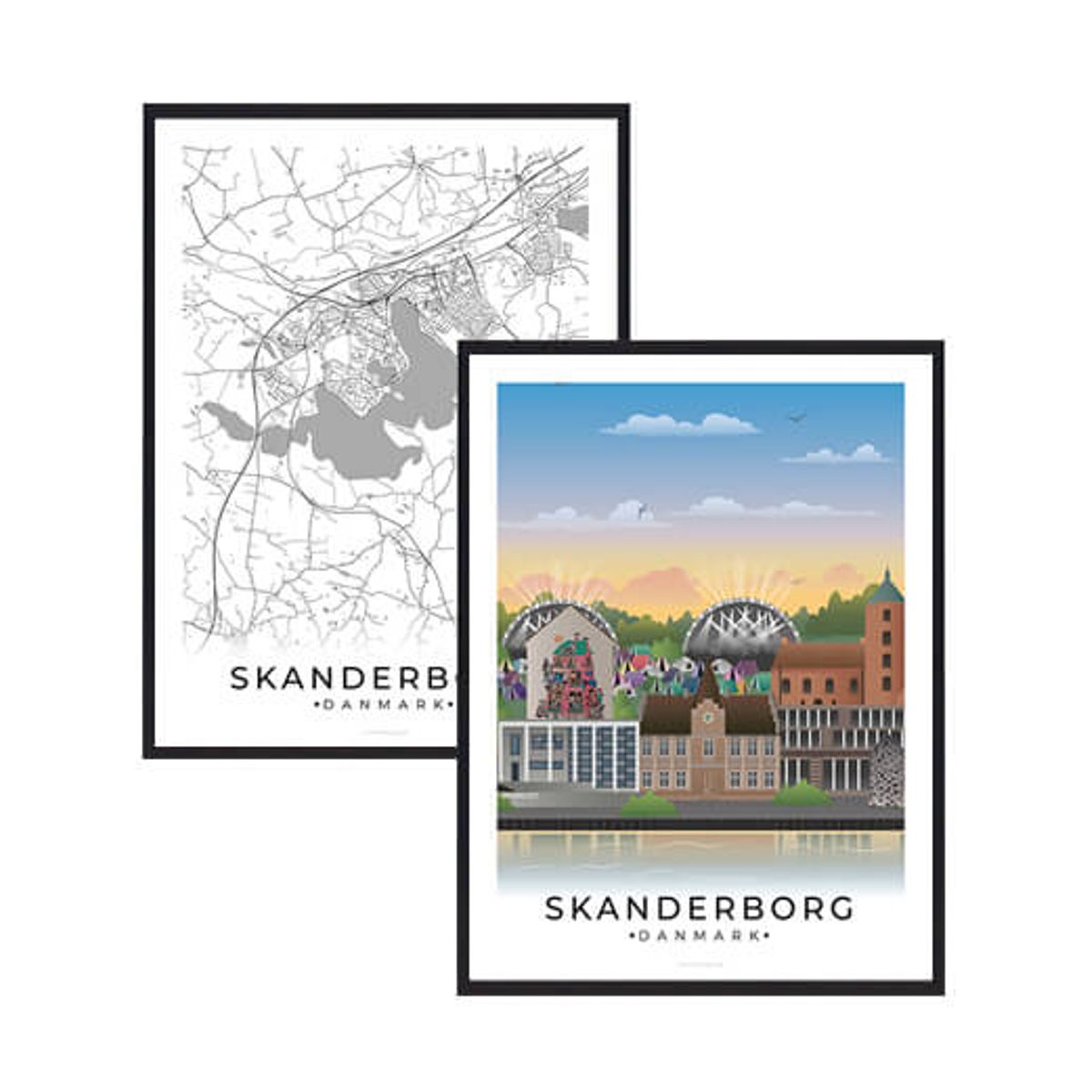 Skanderborg byplakatsæt (Størrelse: M - 30x40cm)