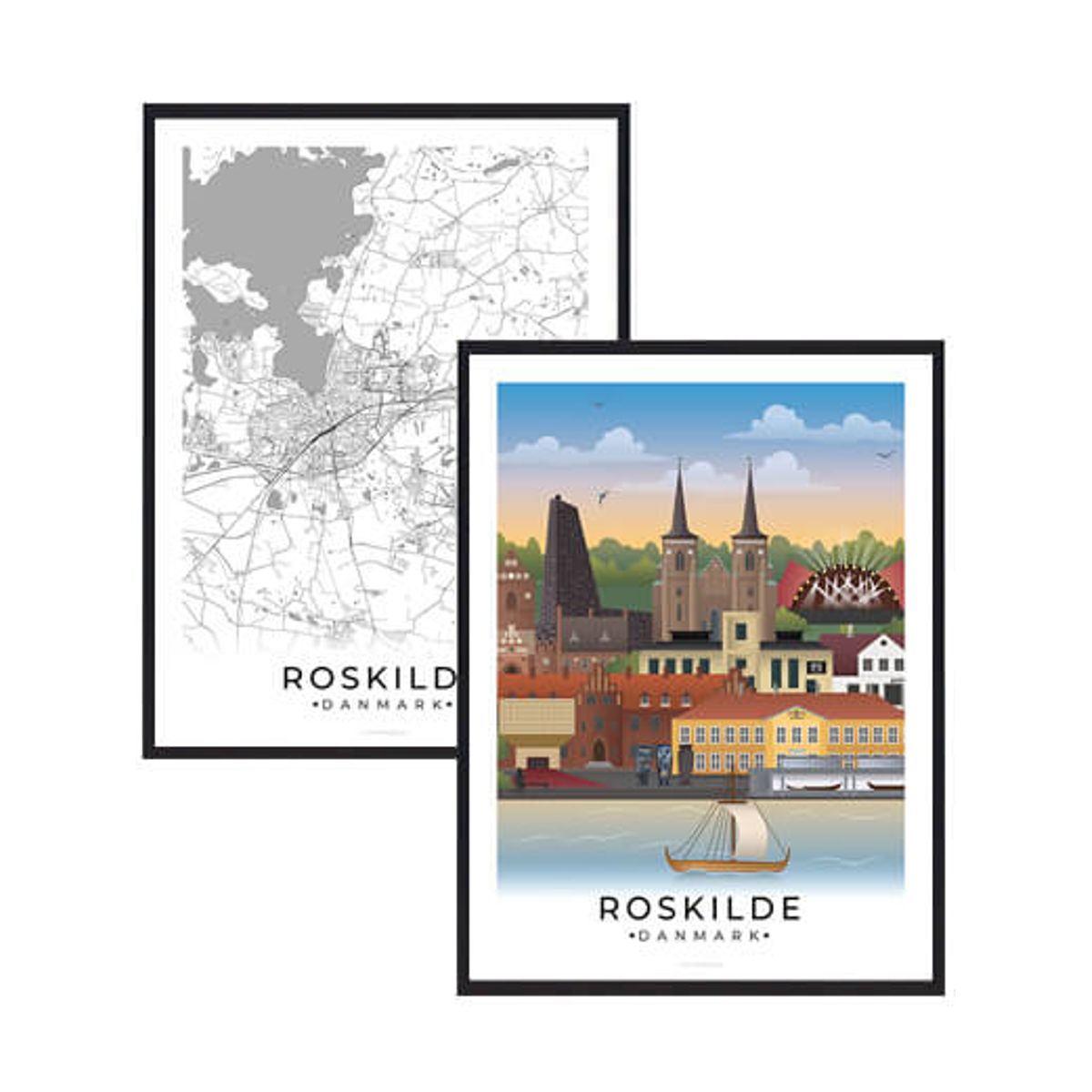 Roskilde byplakatsæt (Størrelse: M - 30x40cm)