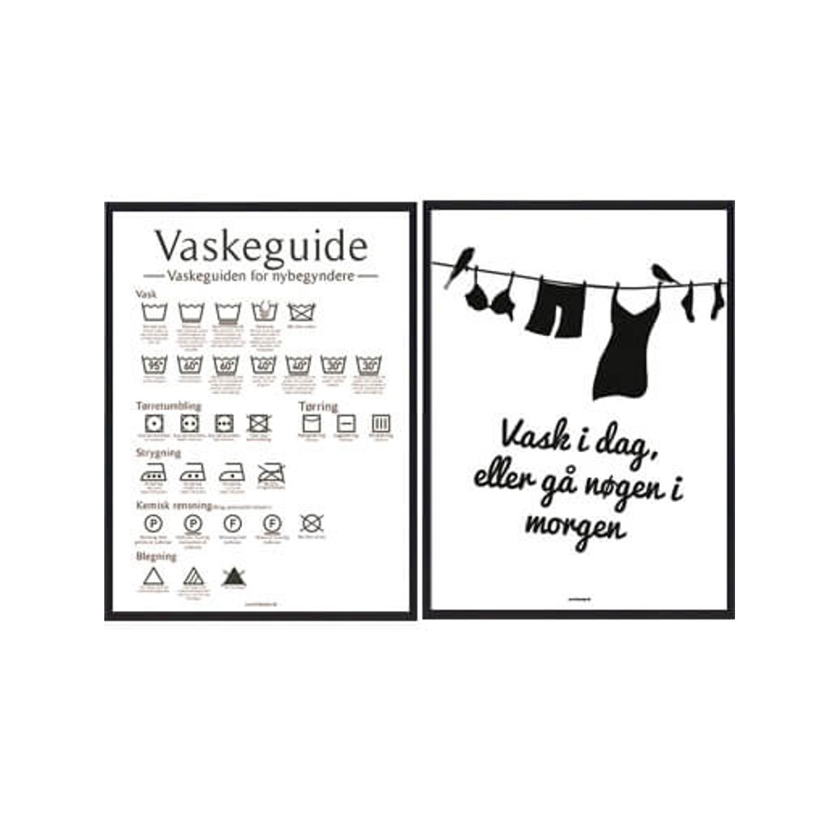 Vaskeguide og 'Vask i dag' - plakatsæt (Størrelse: L - 50x70cm (B2))