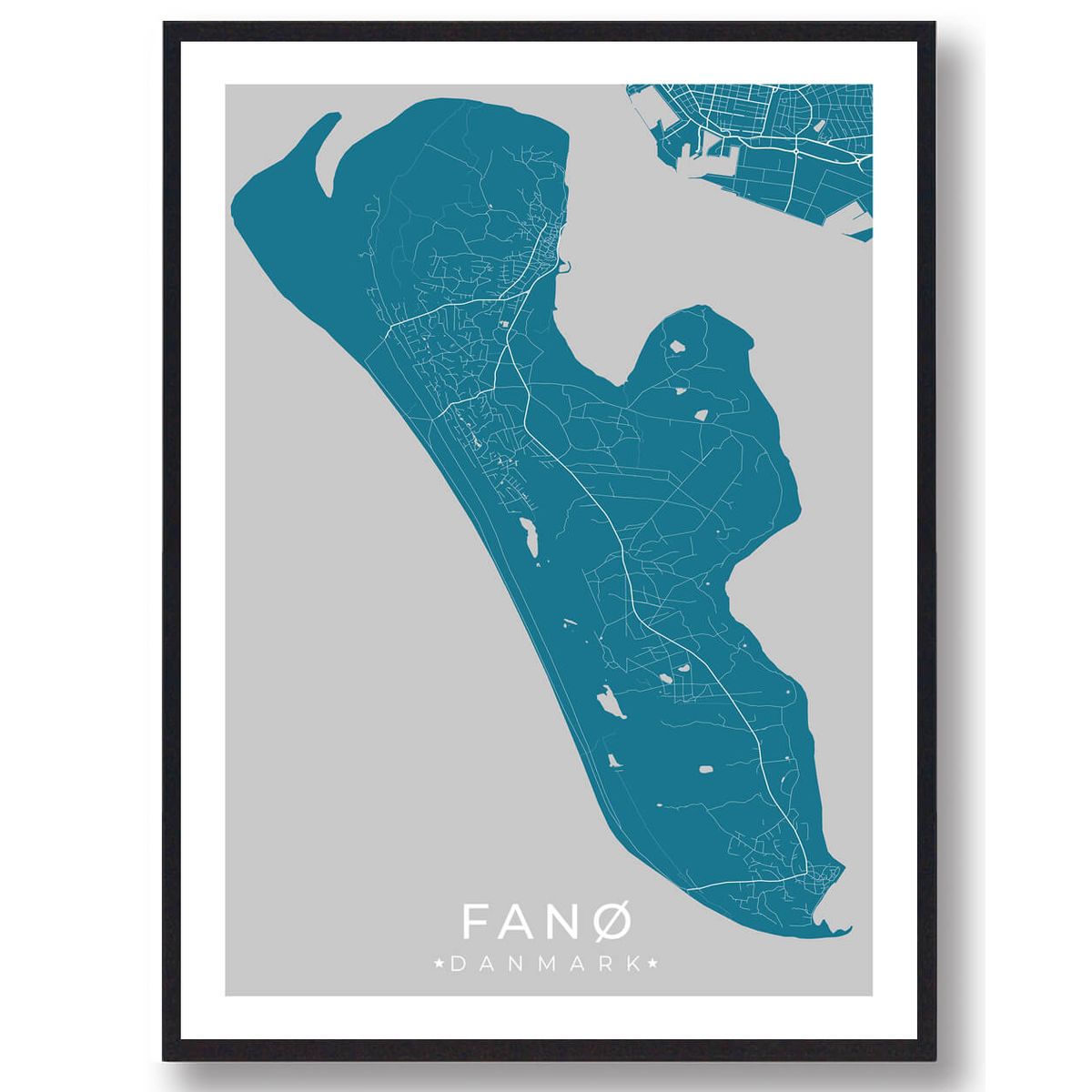 Fanø plakat - blå (Størrelse: L - 50x70cm (B2))