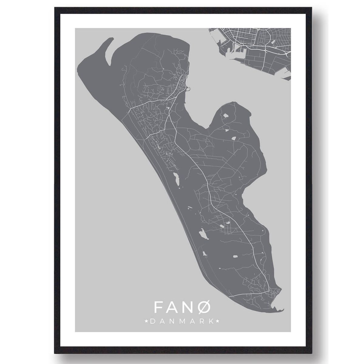 Fanø plakat - grå (Størrelse: L - 50x70cm (B2))