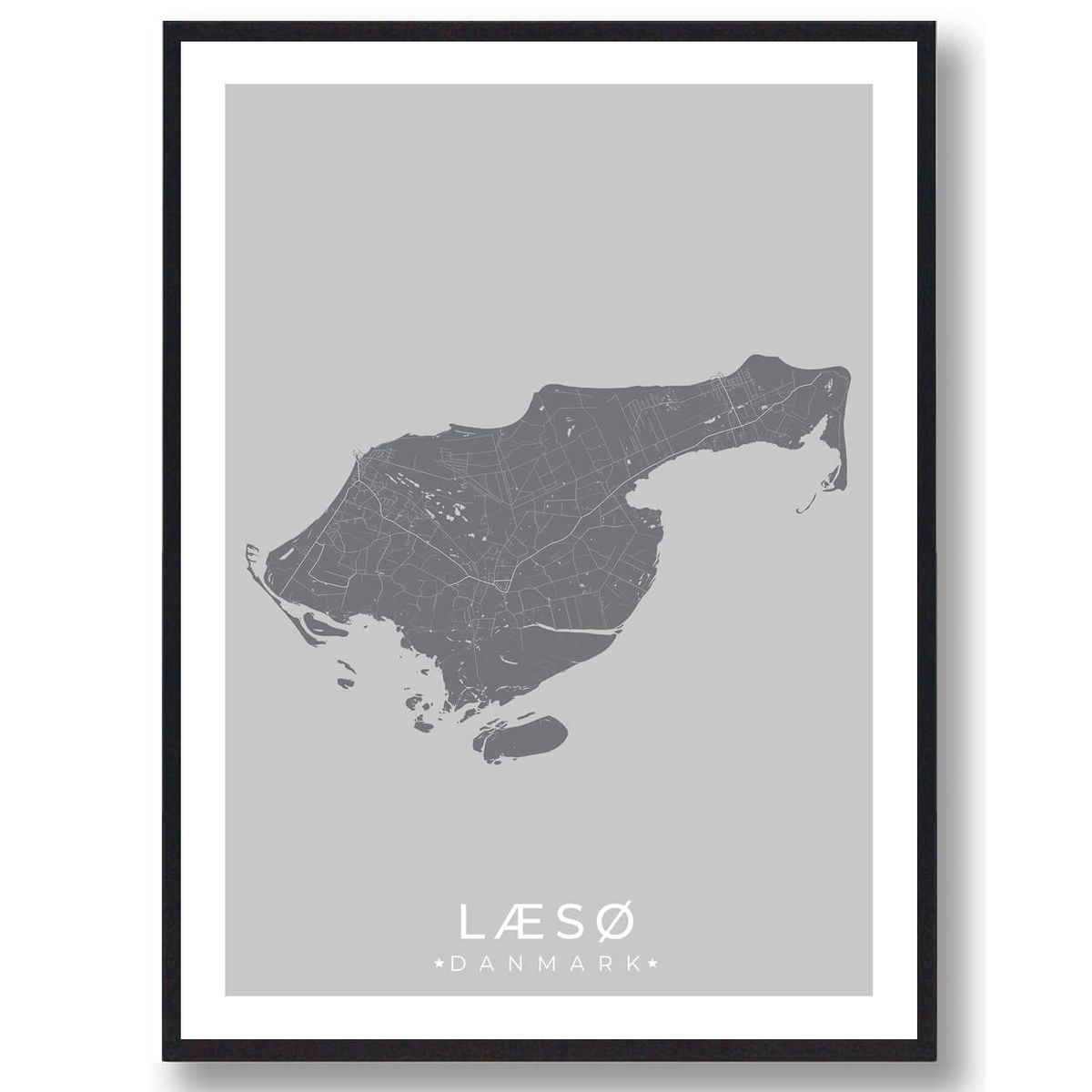 Læsø plakat grå (Størrelse: L - 50x70cm (B2))