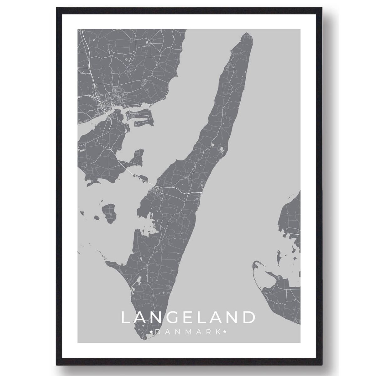 Langeland plakat - grå (Størrelse: L - 50x70cm (B2))