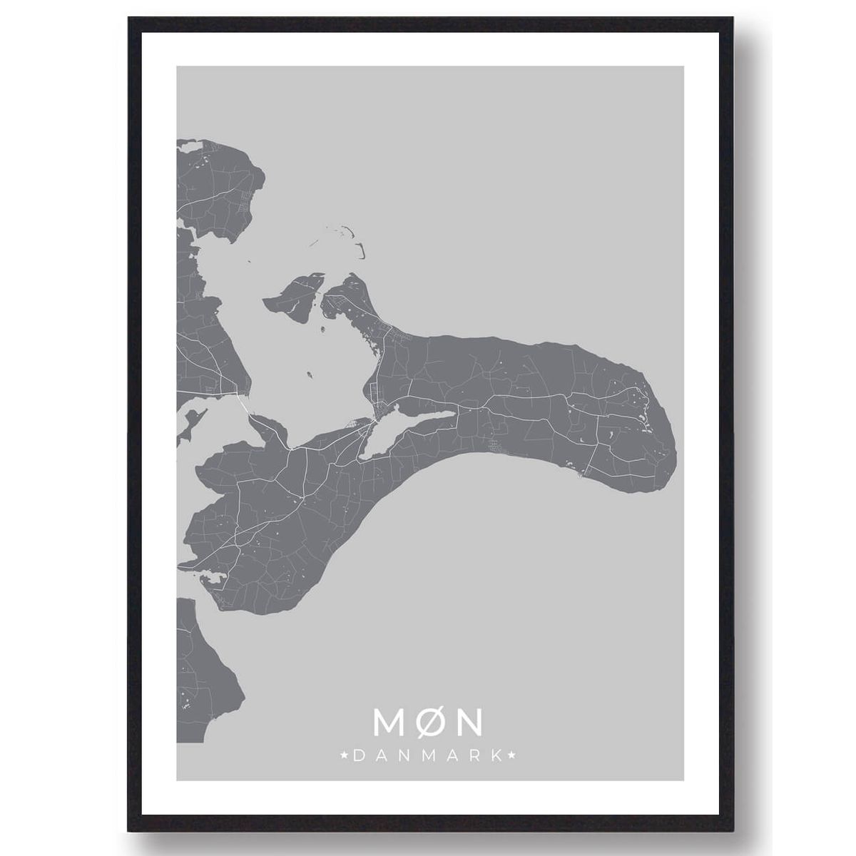 Møn plakat - grå (Størrelse: L - 50x70cm (B2))