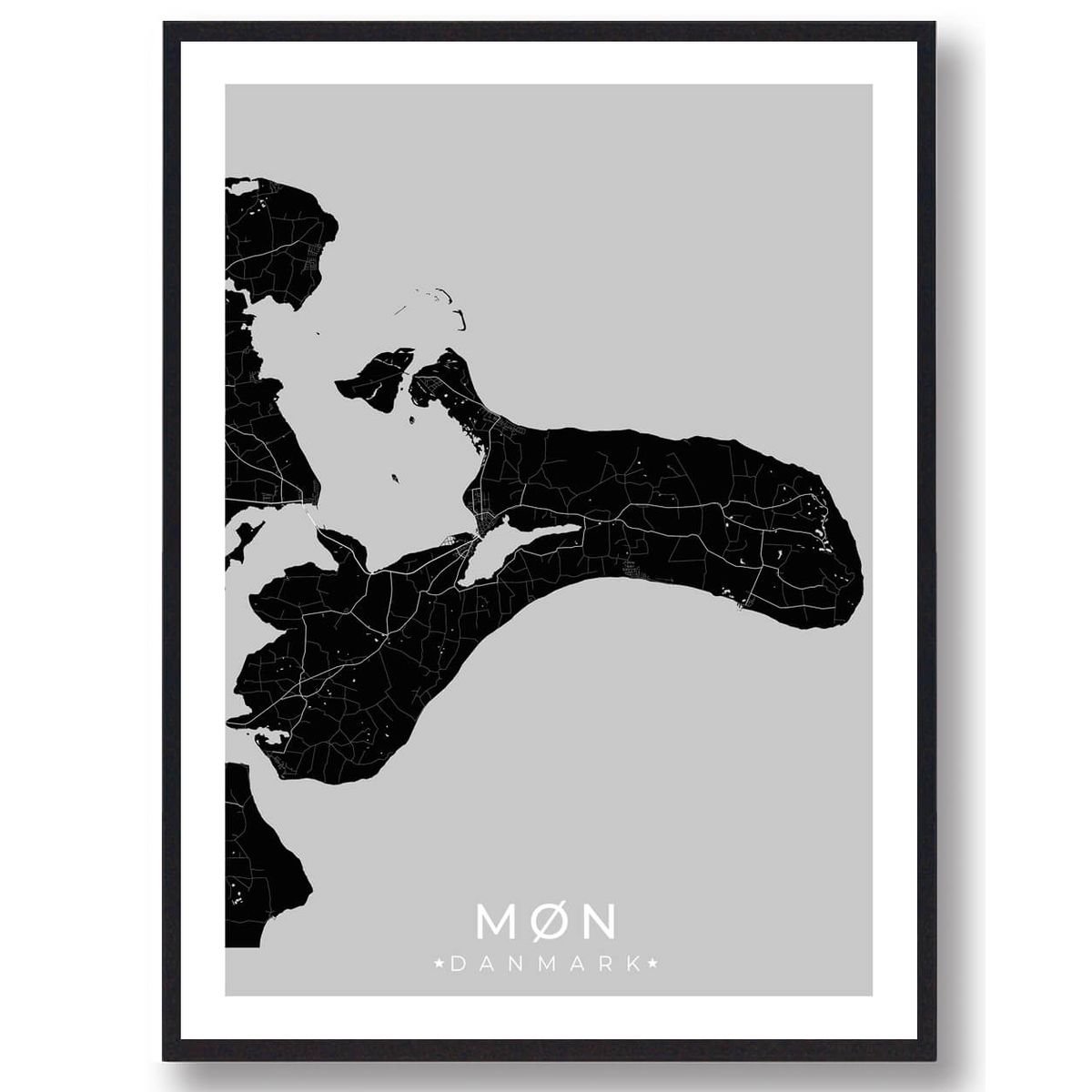 Møn plakat - sort (Størrelse: L - 50x70cm (B2))