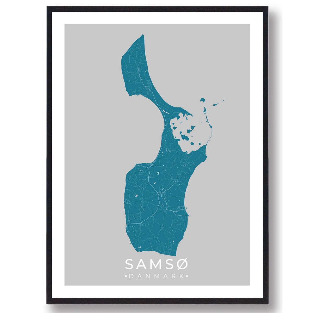 Samsø plakat - blå (Størrelse: L - 50x70cm (B2))