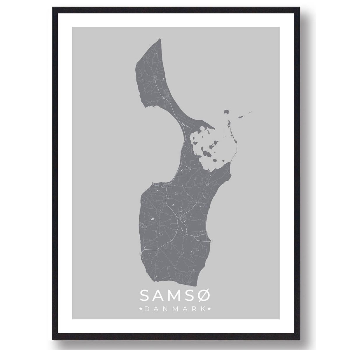 Samsø plakat - grå (Størrelse: L - 50x70cm (B2))