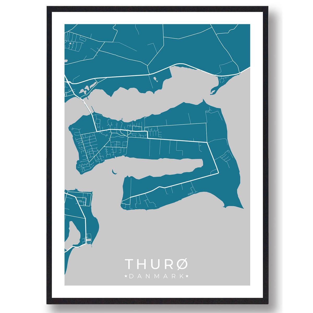 Thurø plakat - blå (Størrelse: L - 50x70cm (B2))