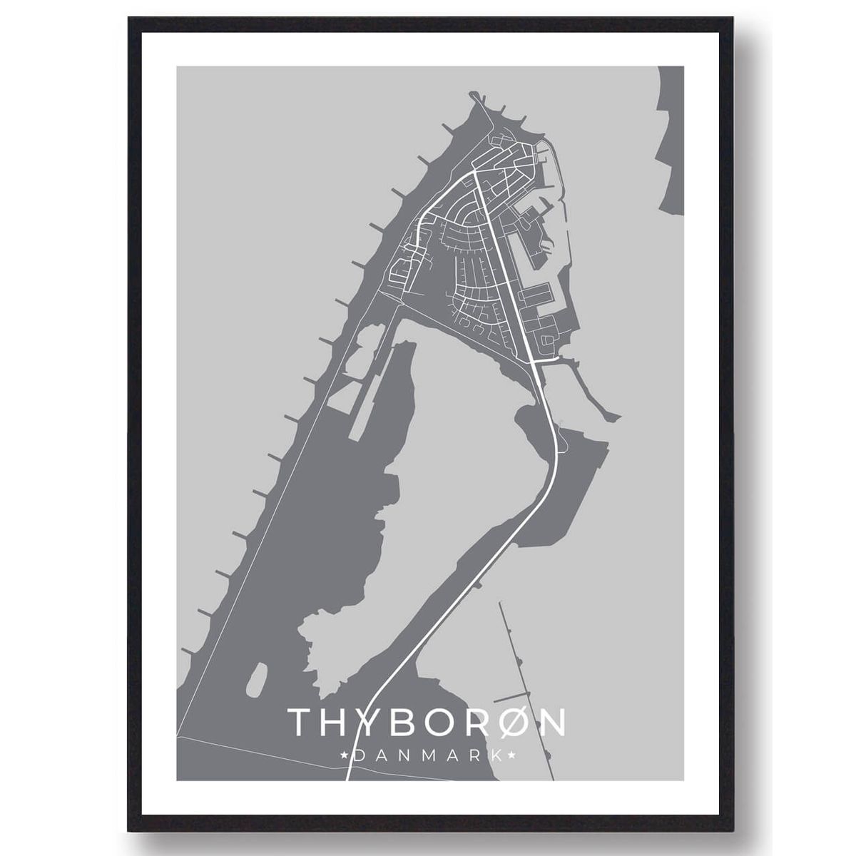 Thyborøn plakat - grå (Størrelse: L - 50x70cm (B2))