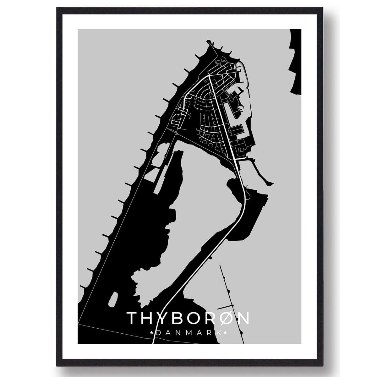 Thyborøn plakat - sort (Størrelse: L - 50x70cm (B2))