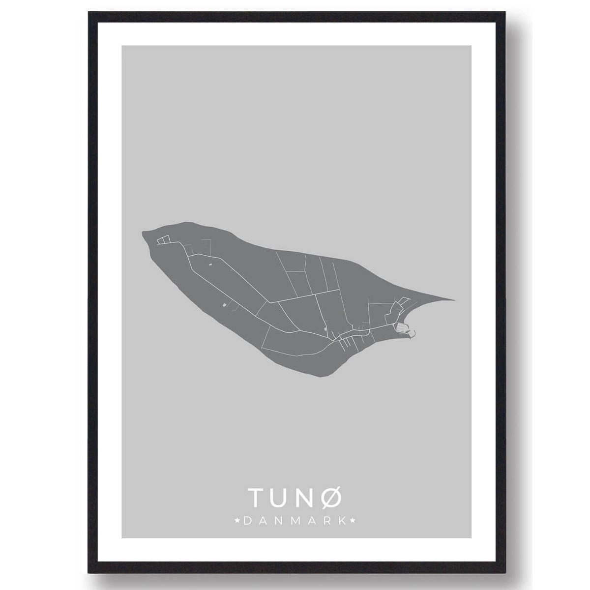 Tunø plakat - grå (Størrelse: L - 50x70cm (B2))