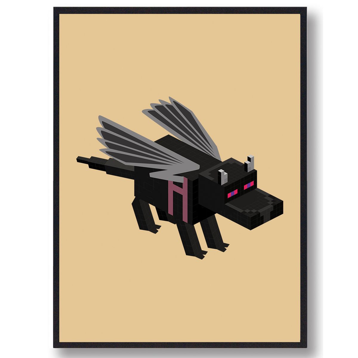 Ender Dragon gul - minecraft gamerplakater (Størrelse: L - 50x70cm (B2))