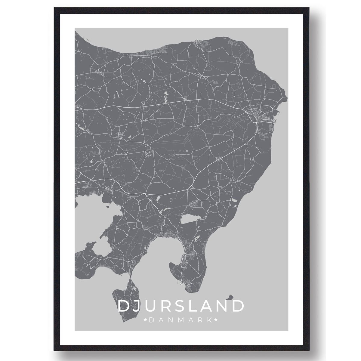 Djursland - grå plakat (Størrelse: L - 50x70cm (B2))